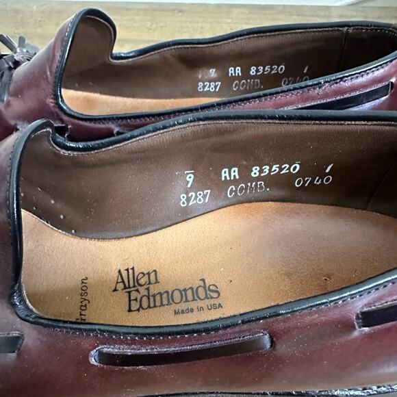 Allen Edmonds Grayson Tassel Loafer Dress Shoes Mens 9 Burgundy main image 5